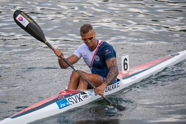 Csaba Zalka po pretekoch K1 na 500 metrov vo finále Majstrovstiev SR na Zemníku, v auguste 2020.