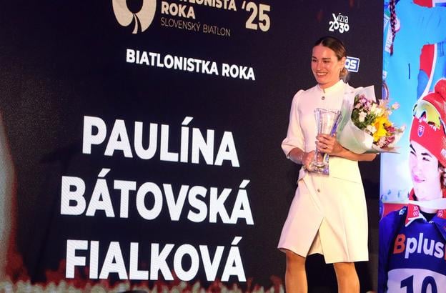 Kráľovná biatlonovej stopy Paulína Bátovská Fialková počas galavečera TIPOS Biatlonista roka 2025.