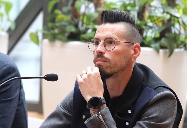 Bývalý slovenský futbalista Marek Hamšík počas tlačovky.