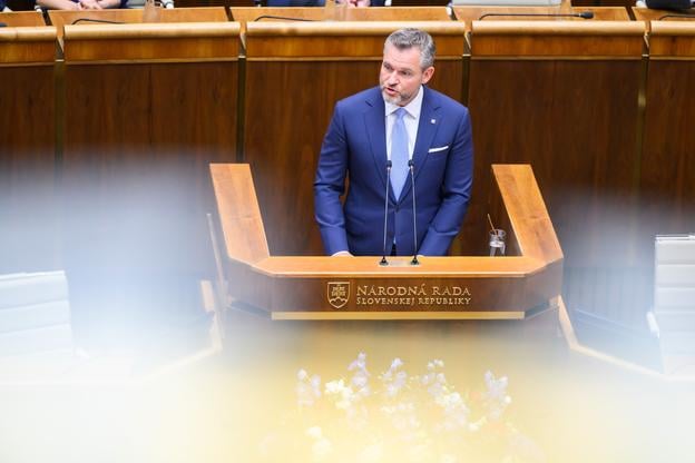 President Peter Pellegrini during his state of the republic speech in the parliament.