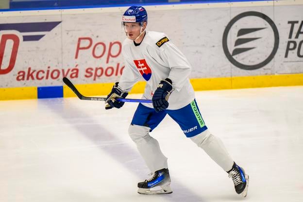 Na snímke Samuel Buček počas tréningu na zraze slovenskej hokejovej reprezentácie pred blížiacim sa Vianočným Kaufland Cupom v Poprade 9. decembra 2024.