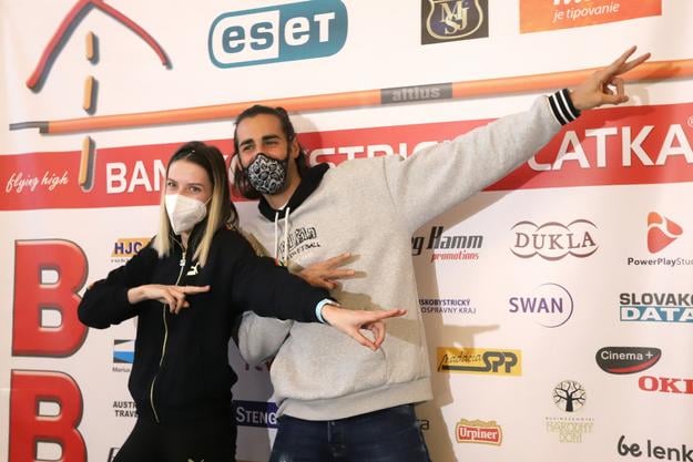 Jaroslava Mahučichovová a Talian Gianmarco Tamberi na Banskobystrickej latke.