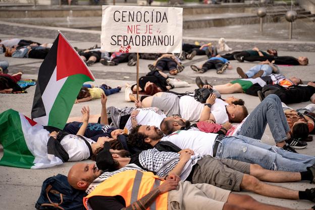 Protest calling for an end to the invasion of Gaza, held in Bratislava on June 14, 2024.