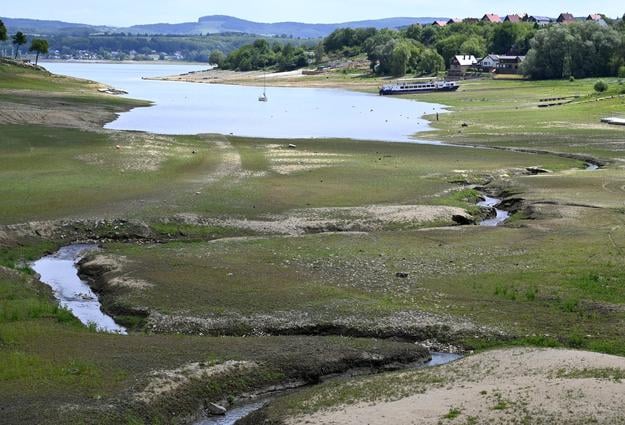 Low water level at the Domaša – Dobrá reservoir on 28 May 2025 in Kvakovce, Vranov nad Topľou District.