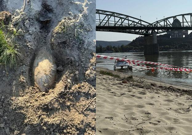 A Russian-made World War II bomb weighing around 100 kilograms was spotted in the Danube near the Mária Valéria Bridge in Štúrovo, Nové Zámky district, on Wednesday evening, 11 June 2025. A passer-by noticed the exposed metal object on the riverbank after water levels dropped and alerted the police, who called in bomb disposal experts.