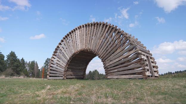 In Spiš, you’ll find a wooden rainbow by artist Jozef Pilát that you can walk through.
