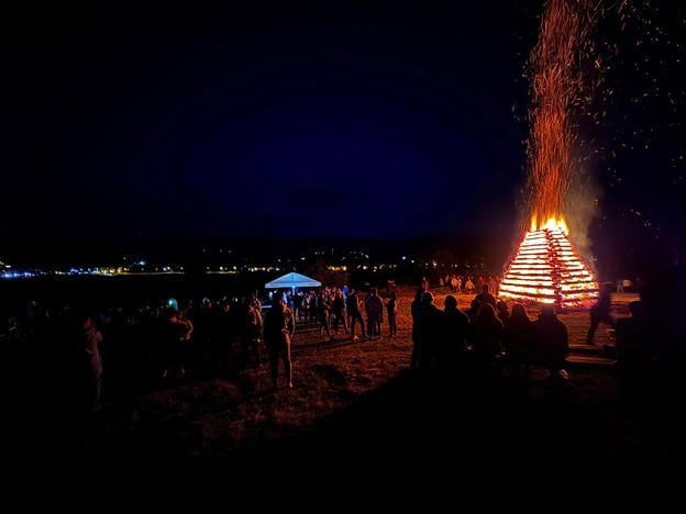 A Saint John's Fire in the village of Bešeňová, northern Slovakia, on June 22. A beloved tradition in Slovakia marking the summer solstice, large bonfires such as this one are lit on hilltops to ward off evil spirits.