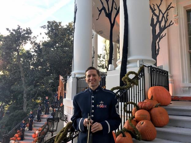 Michael "Bryce" Bunner performing at a Halloween event at the White House in 2019.