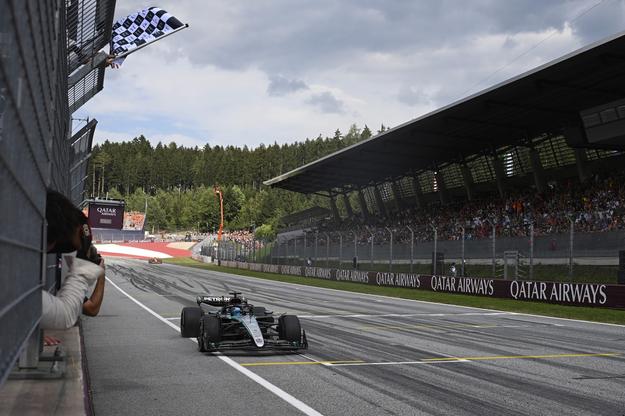 George Russell víťazí na Red Bull Ringu v roku 2024.