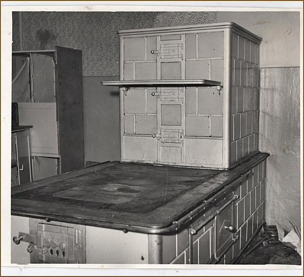 Tiled stove in the manor kitchen in Želiezovce, Nitra Region