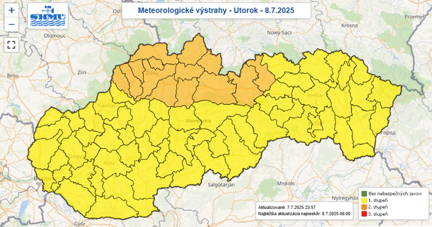 Storm, rain and wind alerts will be in effect from midday until late evening across the country on 8 July 2025.