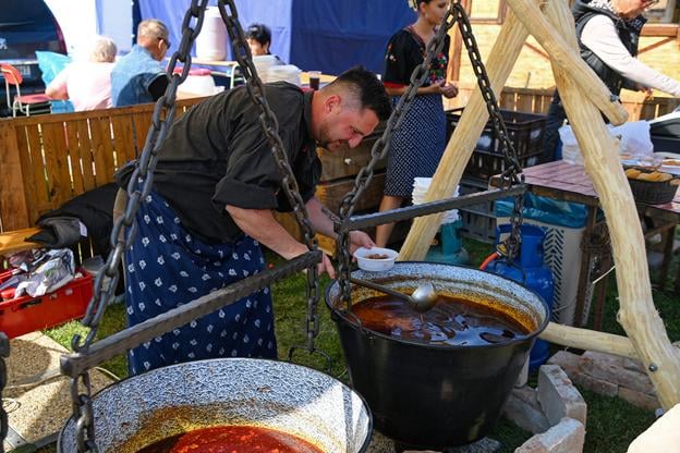 A cauldron goulash cooking competition.