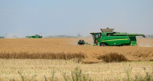 The harvest of rapeseed near the town of Nové Zámky, southern Slovakia.