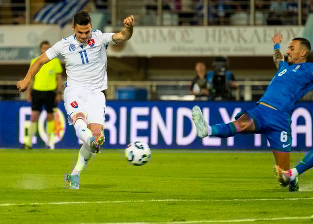 Zľava Ľubomír Tupta (Slovensko) a Dimitris Kourbelis (Grécko).