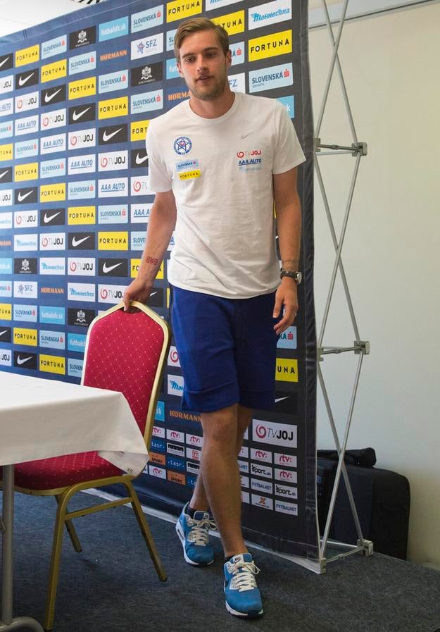 Branislav Niňaj počas brífingu s novinármi na ME do 21 rokov v poľskom Lubline, v júni 2017.