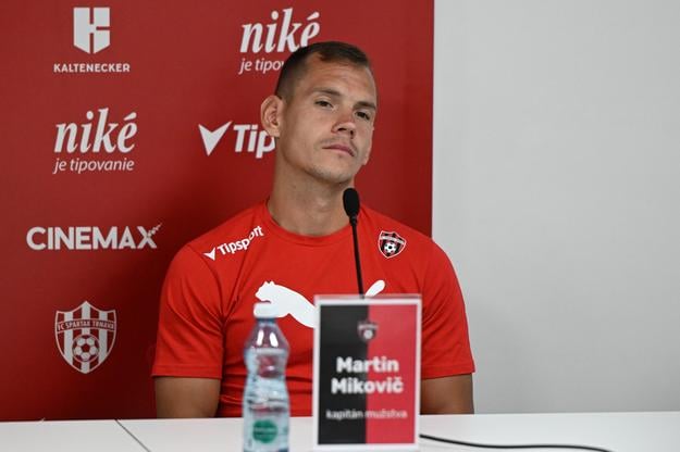 Na snímke kapitán Spartaka Martin Mikovič počas predsezónnej tlačovej konferencie FC Spartak Trnava v Trnave v utorok 22. júla 2025.