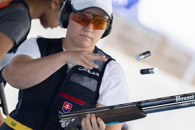  Vanesa Hocková počas druhého dňa kvalifikácie skeetu na olympijských hrách v Paríži.