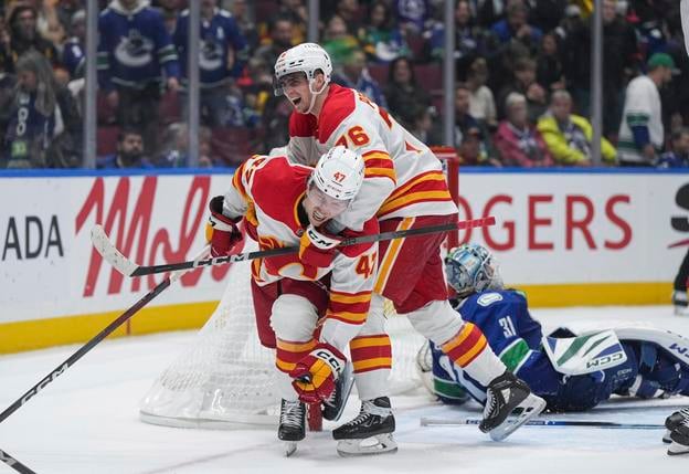 Martin Pospíšil (číslo 76) je veľmi dôležitou súčasťou Calgary Flames.