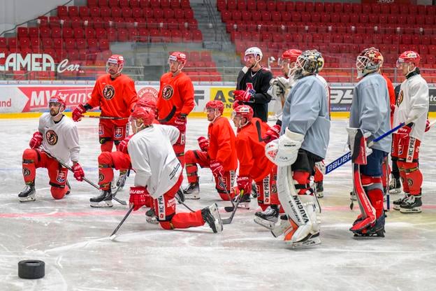 Hokejisti HC Prešov počas tréningu v rámci letnej prípravy.