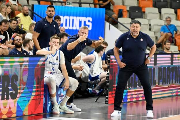 Na snímke vpravo tréner Slovenska Oliver Vidin.