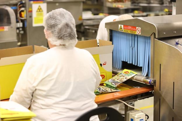 A female employee at work in the Nestlé Slovakia factory on Monday, 11 November 2024, in Prievidza, western Slovakia.