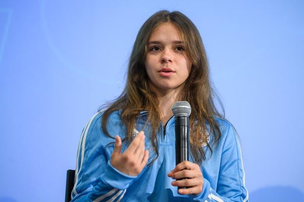 Patrícia Tománková počas tlačovej konferencie v Bratislave.