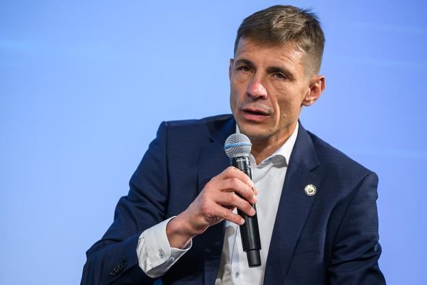 Podpredseda SZJ, zodpovedný za organizáciu MEJ a tréner Jozef Tománek mladší počas tlačovej konferencie pred ME juniorov v džude v Bratislave.