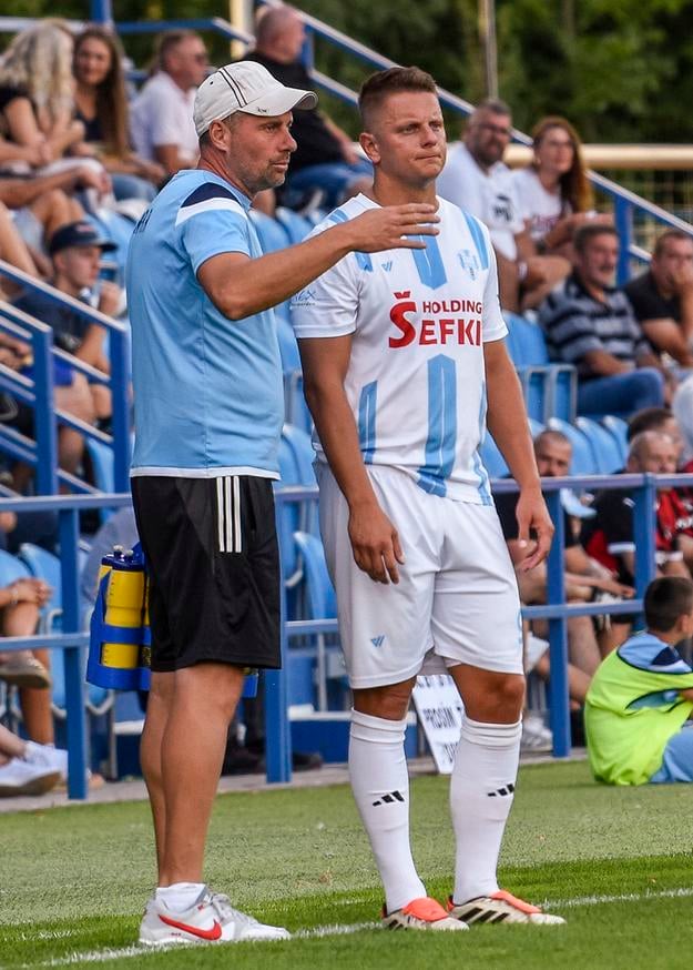 Tréner AC Nitra Miloš Krško a útočník Matúš Paukner.