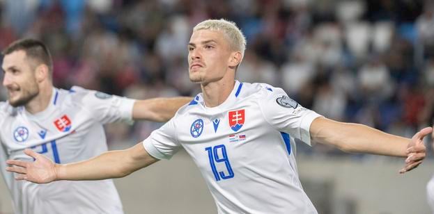 Tomáš Rigo sa teší z gólu do siete Luxemburska. 