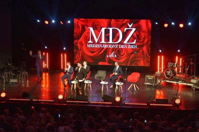 Smer politicians during their International Women's Day tour on February 28, 2024 in Prešov, eastern Slovakia.