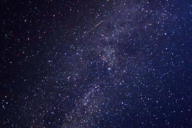 A shooting star from the Perseids meteor shower.