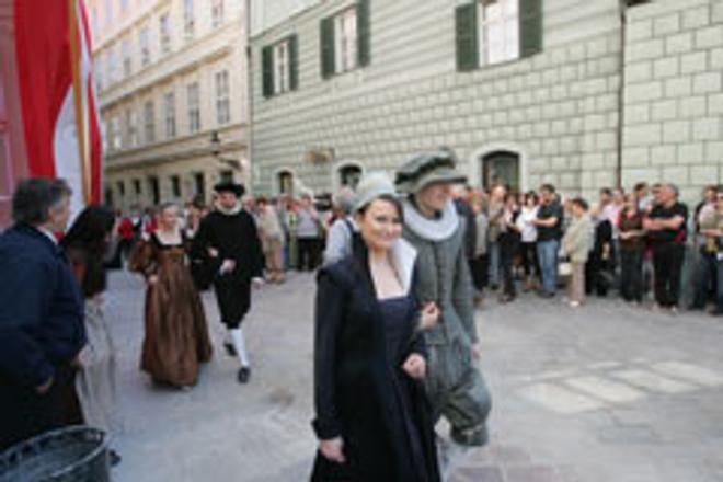 Nice threads: Contemporary fashions modelled at the re-opening of Bratislava's Apponyi Palace.