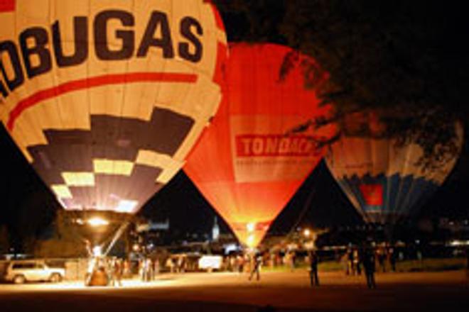 Balloons filled the night sky over Bratislava on May 3.