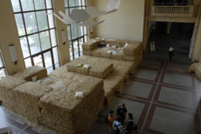 Giant straw sofas were part of the Welcome to the Living Room project. 