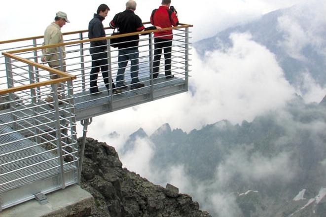 Mind the drop: quite a view from this deck in the Tatras.