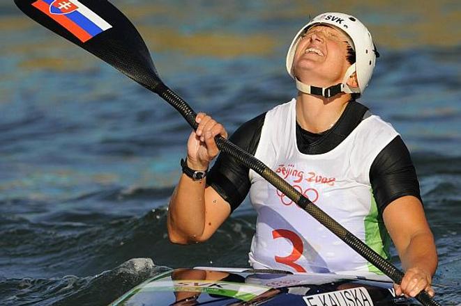 Elena Kaliská savours her Olympic victory.