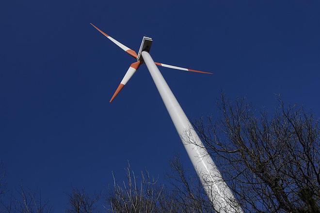 One of the four turbines at the wind park in Cerová.