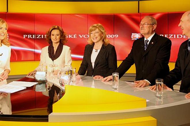 Four of the seven candidates standing in the first round of Slovakia's presidential election on March 21: (from left) Zuzana Martináková, Iveta Radičová, Ivan Gašparovič and František Mikloško.