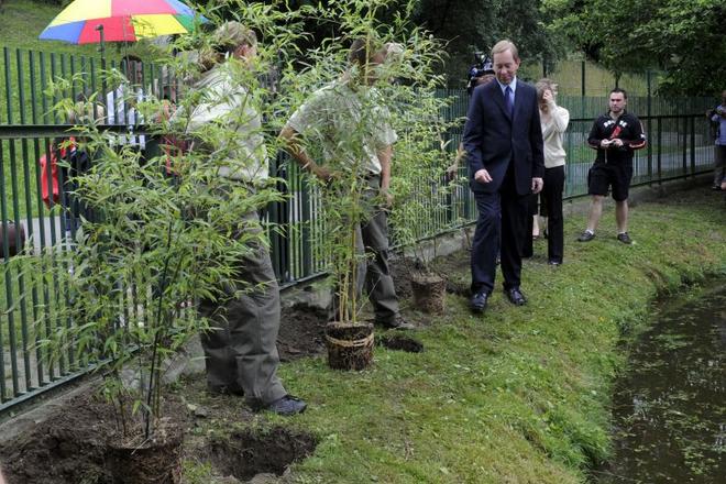 British Ambassador Michael Roberts (right) planted new bamboo trees at Bratislava Zoo to help the envrionment. 