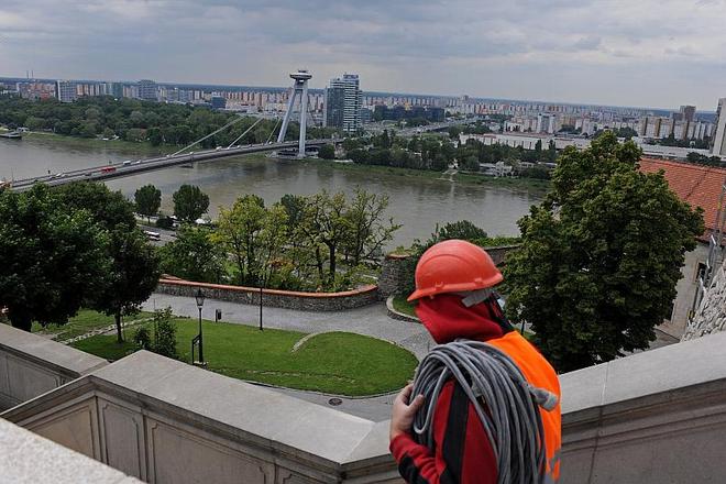 Bratislava's New Bridge is a city landmark. 