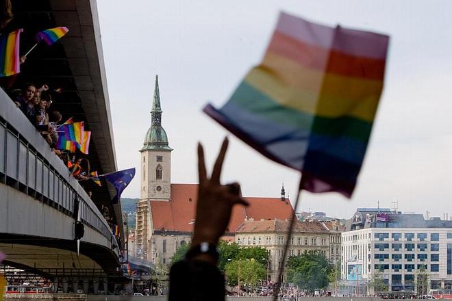 Slovakia's first Gay Pride parade crossed Bratislava's New Bridge on May 22.