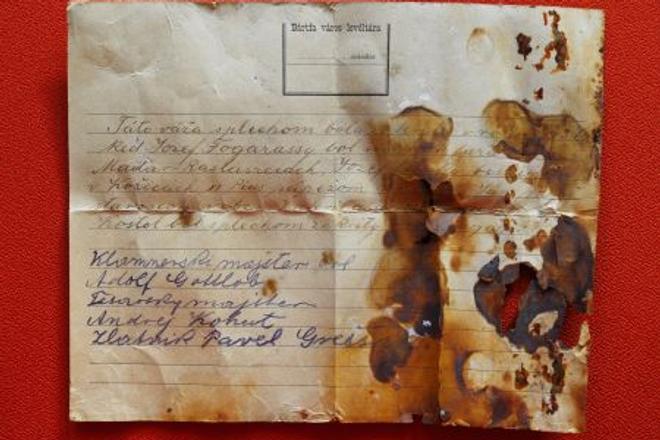 The document discovered in a church tower in Raslavice during its reconstruction.