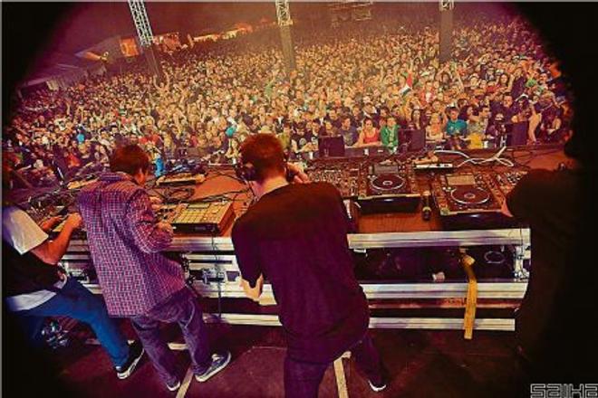 DJs at a Let it Roll event get the audience pumping.