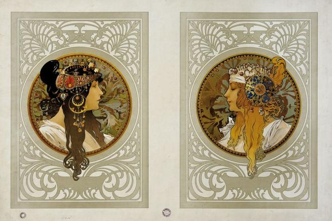Alfons Mucha: Byzantine Heads, 1897.