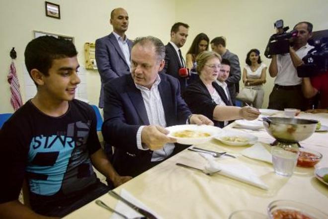 President Andrej Kiska had lunch in Hlohovec.