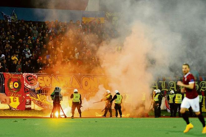Police had to intervene in the match.