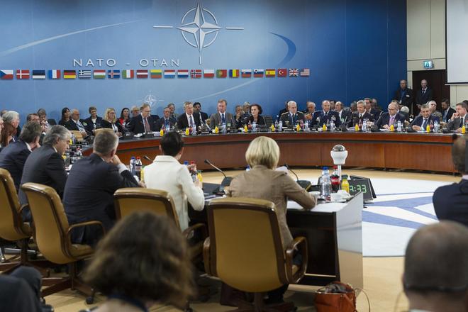 Meeting of NATO defence ministers in Brussels (Slovak Glváč 6th from left at the table)
