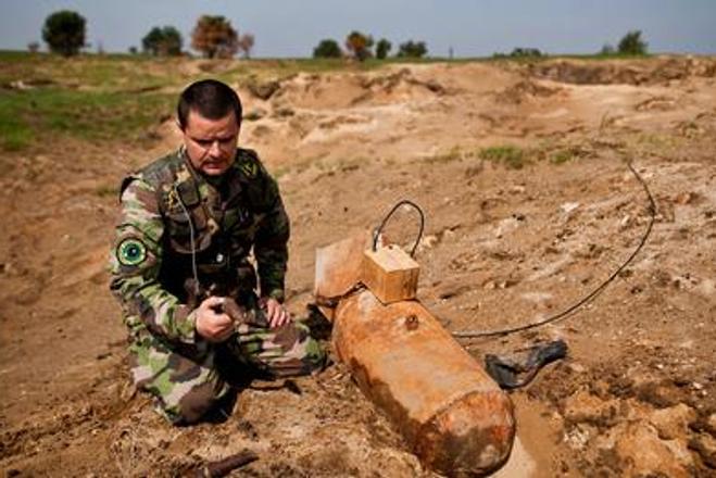 Professionals have to dispose of World War II ammunition.