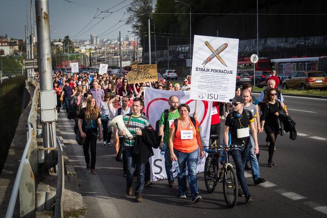 The previous strike organised by the Initiative of Slovak Teachers in early 2016.