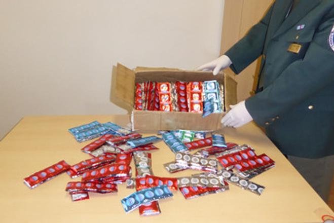 Confiscated fake condoms 